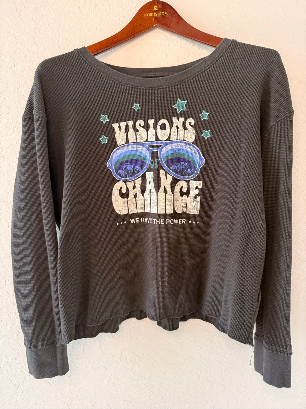 Anthropologie Visions of Change Retro 70’s Retro Thermal Graphic Top M